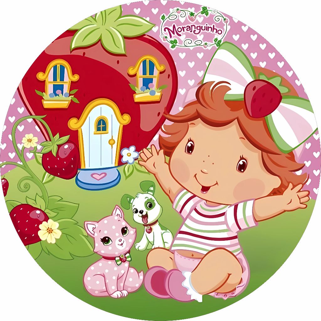 Painel Lona Redondo Festa Tema Moranguinho Baby em Oferta na Shopee