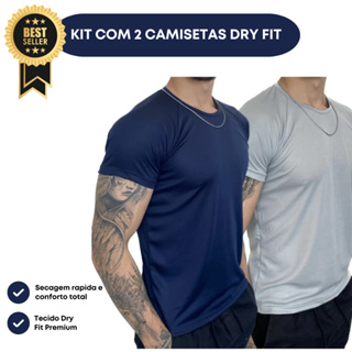 Camisetas Dry Fit Masculina Treino Corrida Musculação Kit com 2 unidades em Oferta na Shopee