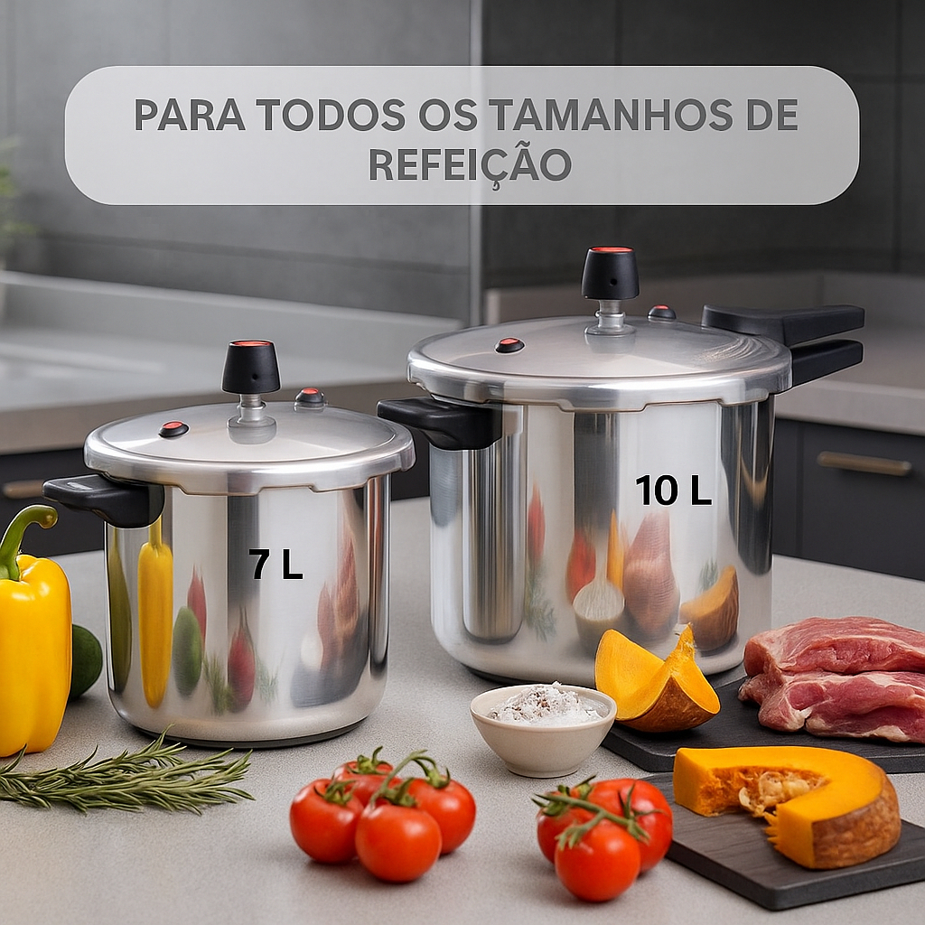 Panela de Pressão Fechamento Externo 10L ou 7L Alumínio Reforçado Segura e Prática