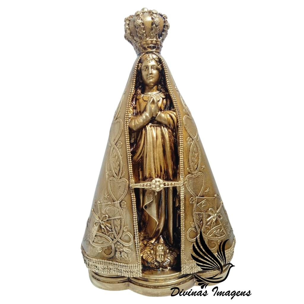 Imagem Nossa Senhora Aparecida Dourada 30cm Majestade da Fé Brasileira