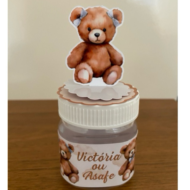 10 und rótulo de nutella mais 10 apliques em pé para tampa chá  revelação ursinho urso
