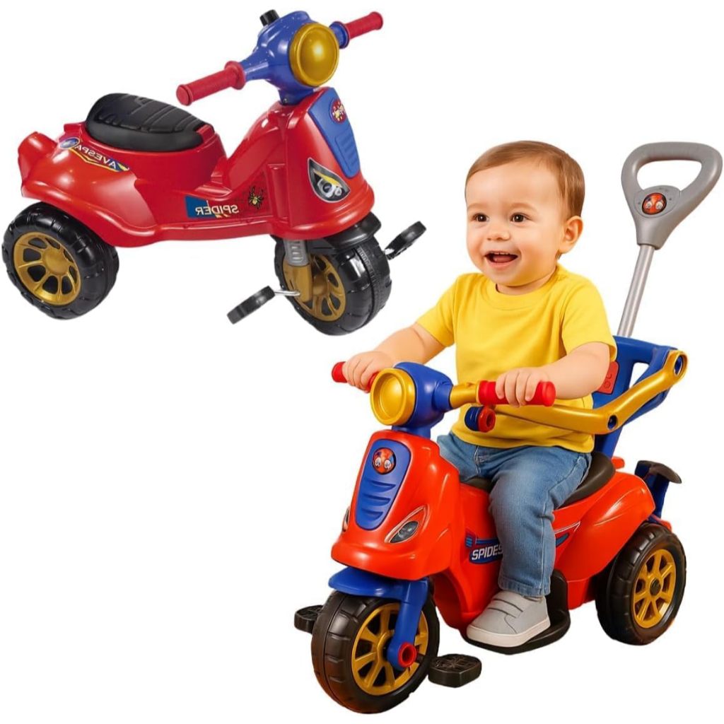 Triciclo Infantil Avespa Brinquedo Andador Carrinho De Passeio Motoquinha Buzina Pedal Haste Maral