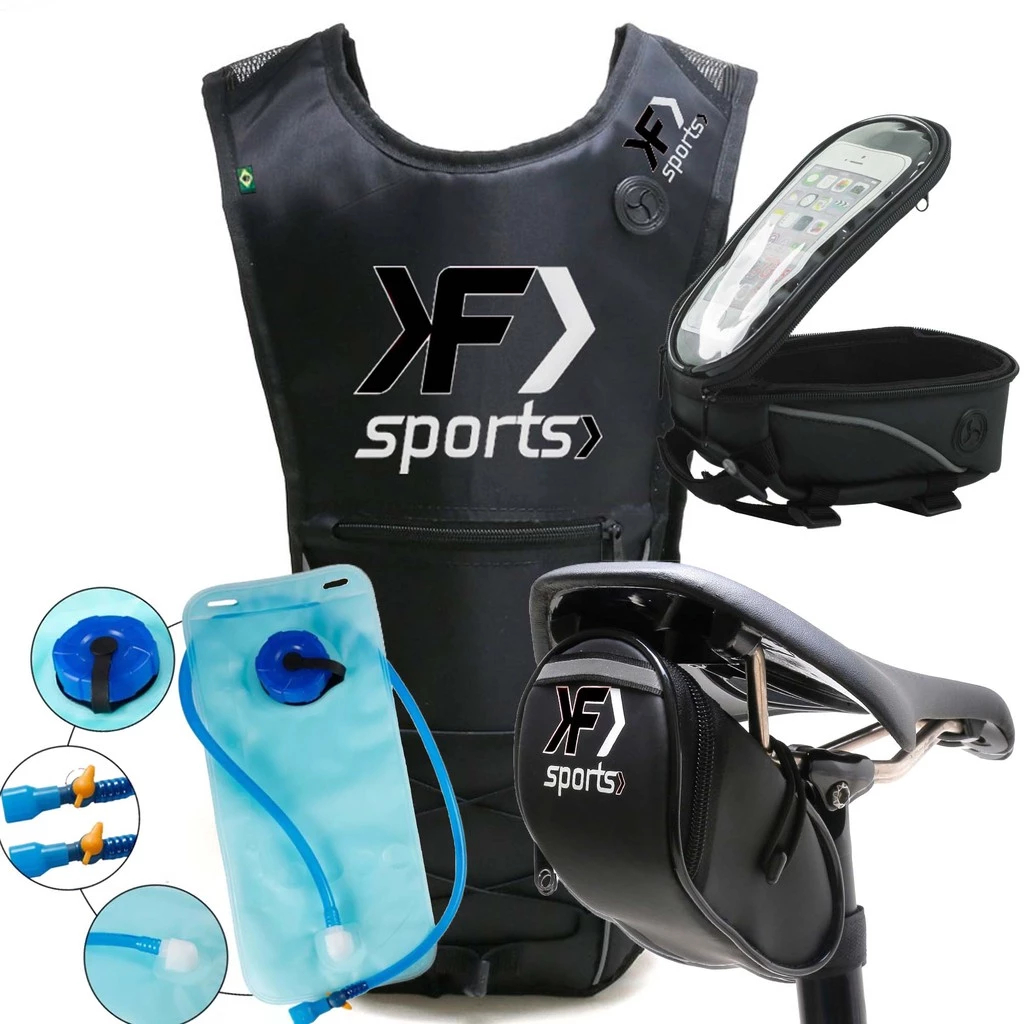Kit Ciclismo Bike – Mochila de Hidratação + Bolsa Selim + Bolsa de Celular Impermeável