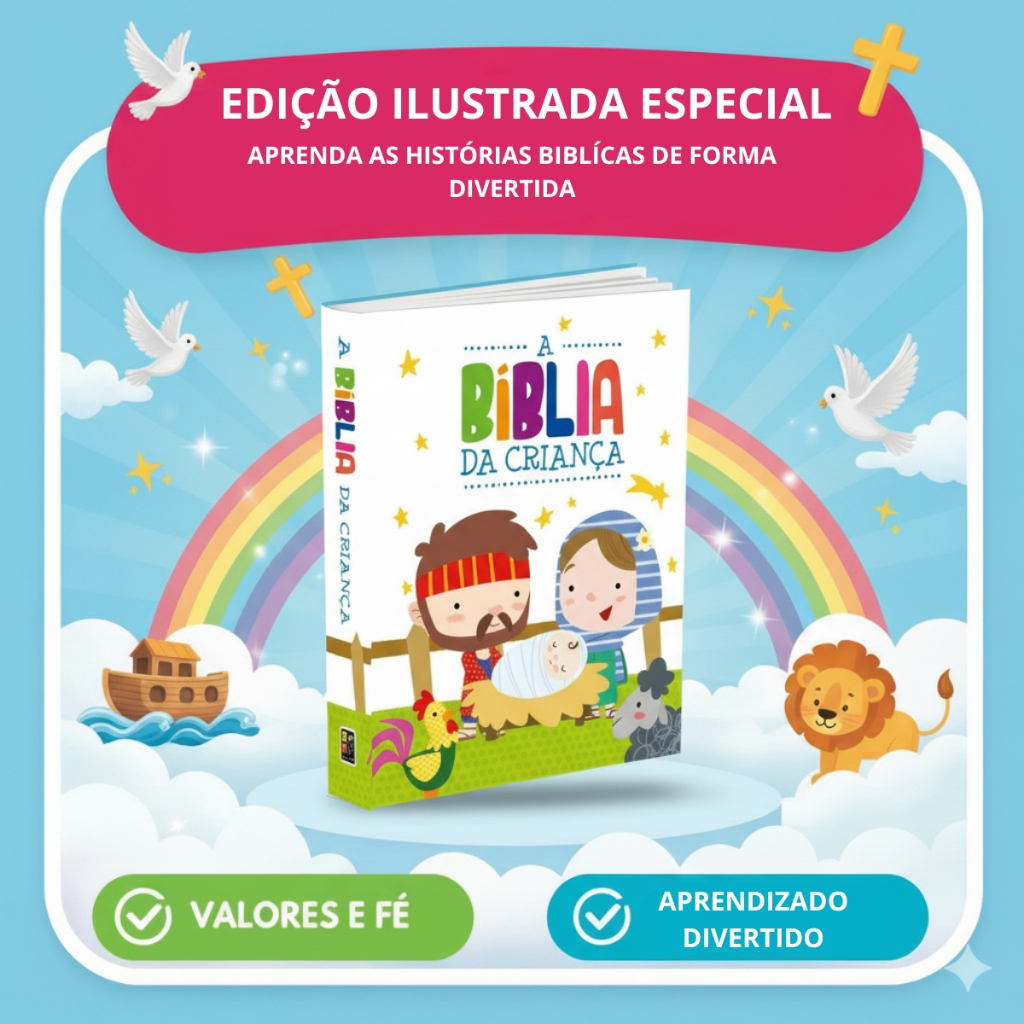 Livro Infantil a Bíblia da Criança Idade 1 á 8 Anos Leitura Bíblica
