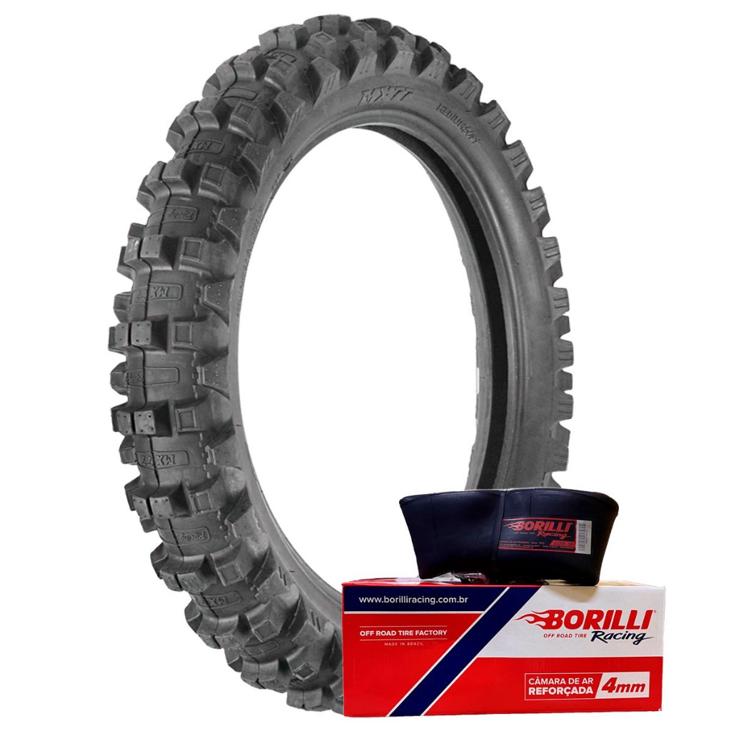 Kit Pneu Borilli 110/90-19 MX77 Medium Soft Traseiro + Câmara de Ar YZ-250 CRF 250 KX 250/450 em Oferta na Shopee