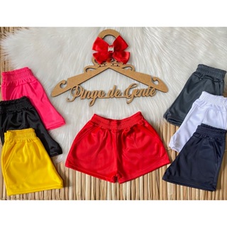 Short feminino menina infantil liso uniforme escolar verão com bolso. em Oferta na Shopee
