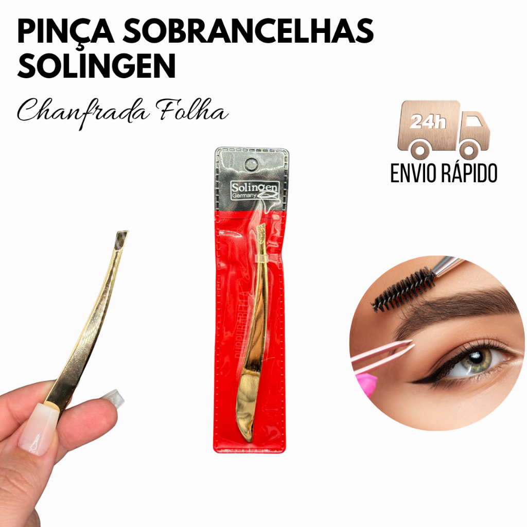 Pinça Chanfrada Folha Solingen Para Designer De Sobrancelhas Profissional Escolha a Quantidade