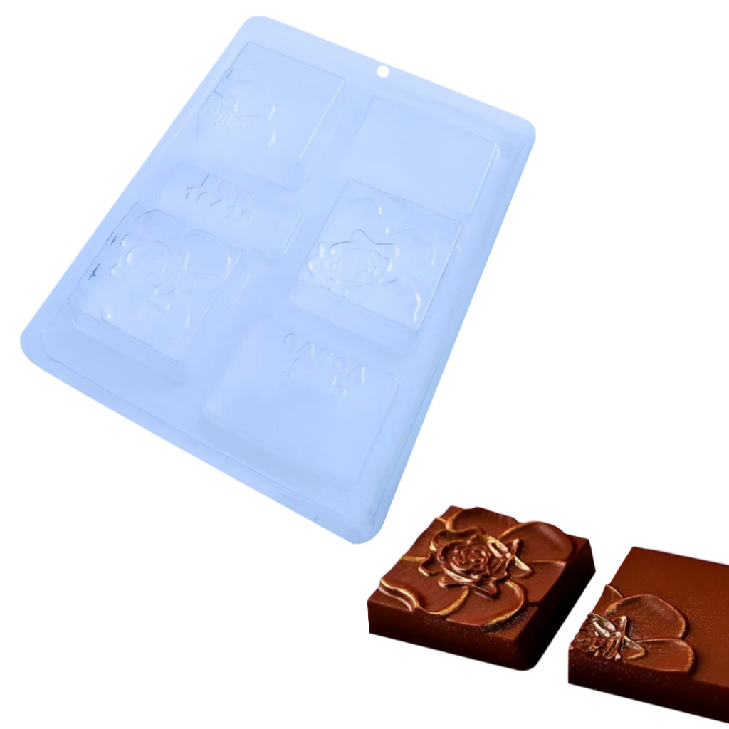 Forma P/ Chocolate Pão de Mel Quadrado Floral BWB 10419 - Especial 3 Partes - Dia dos Namorados em Oferta na Shopee