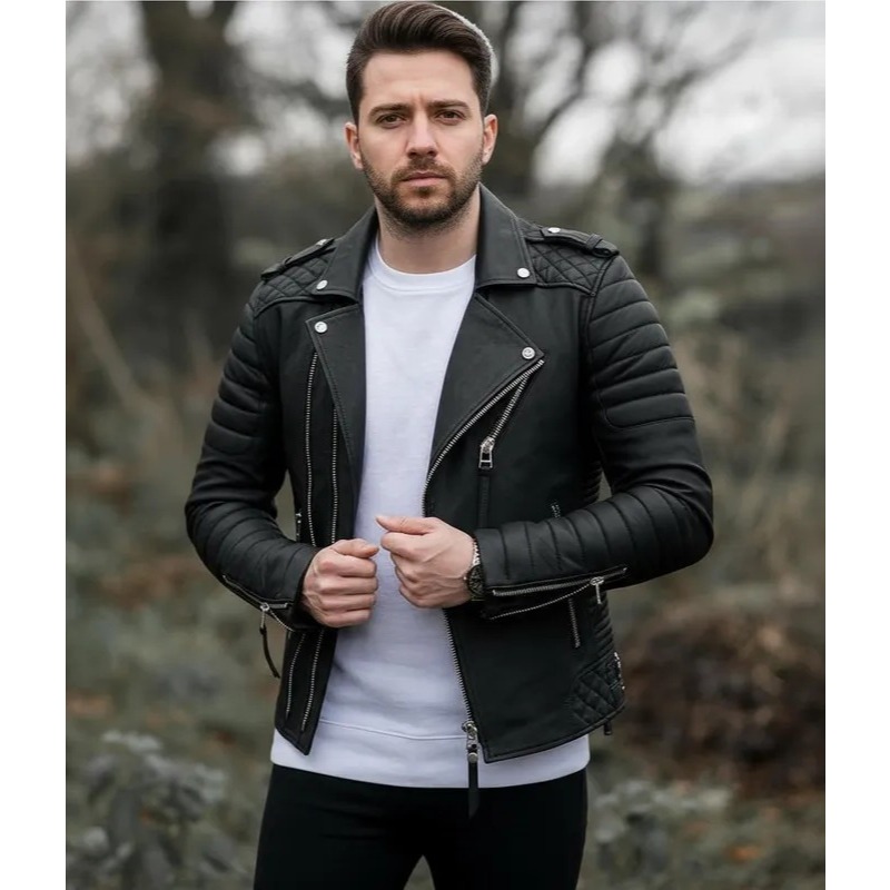 Jaqueta De Couro Legítimo Masculina Motoqueiros Estilosa 100% Couro Bovino