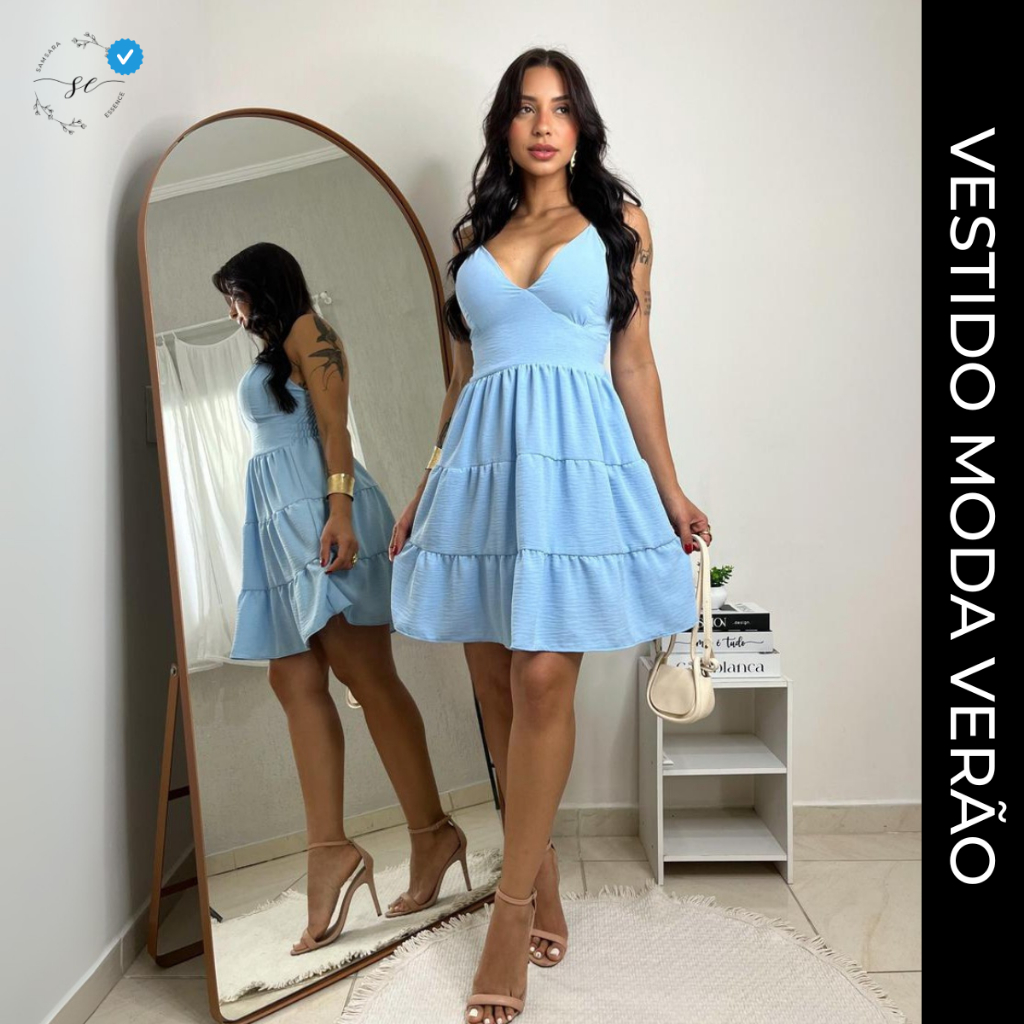 Vestido Soltinho Rodado Tecido Premium Bojo Alcinha Regulável Confortável e Elegante Amelie