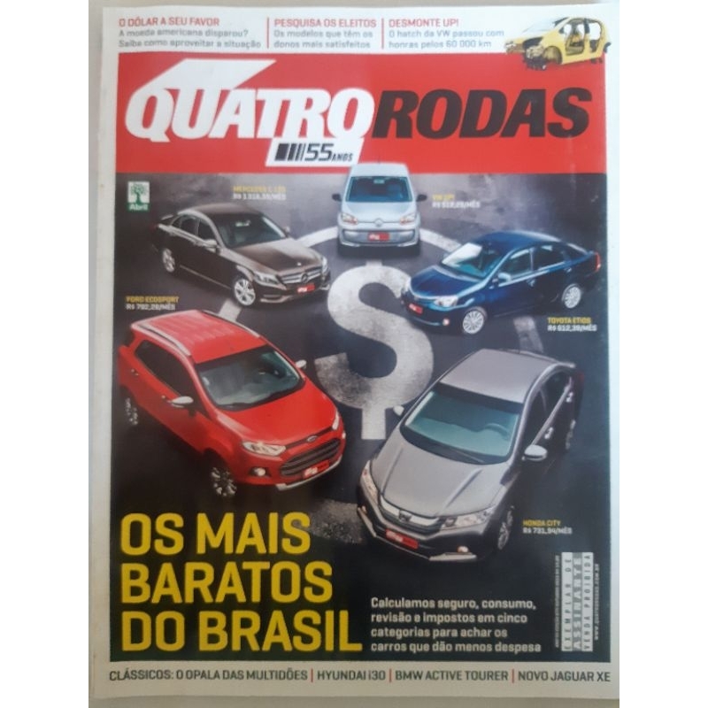 Revista Quatro Rodas OUTUBRO de 2015 Edição n° 675 – i30. BMW 225i. Mercedes C180. City. Up!. Etios Sedan. jaguar XE.