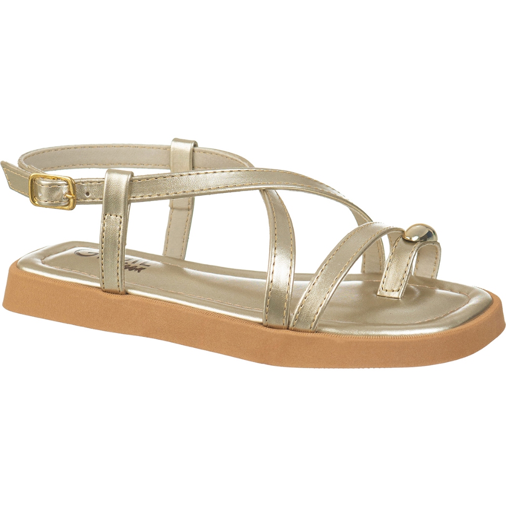 Sandália Feminina Infantil GiGiL Teen Rasteira Flatform Tiras Cruzadas Ring Toe Casual Clássica Moda em Oferta na Shopee