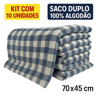 Kit 10 Pano de Chão Xadrez Grande Duplo 70x45cm Algodão Grosso Atacado em Oferta na Shopee