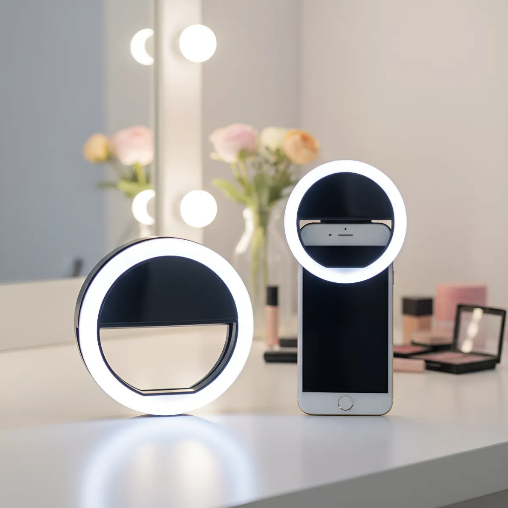 Anel Luminoso Para Celular Flash Selfie Mini Ring Light Iluminador Recarregável Recarregavel