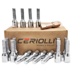 Kit 16 Parafusos Roda Cromado Lob Mult Rosca Longa Vw Volkswagen Gol Bola G3 G4 G5 G6 PA04A