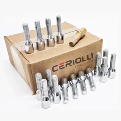 Kit 16 Parafusos Roda Cromado Lob Mult Rosca Longa GM Chevrolet Celta Corsa Montana Monza PA04A