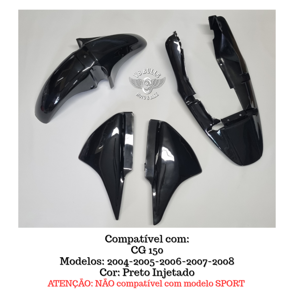 Kit Carenagem Wester CG150 2004 2005 2006 2007 2008 Preto / TITAN 150 2004 a 2008 INJETADO EM PRETO