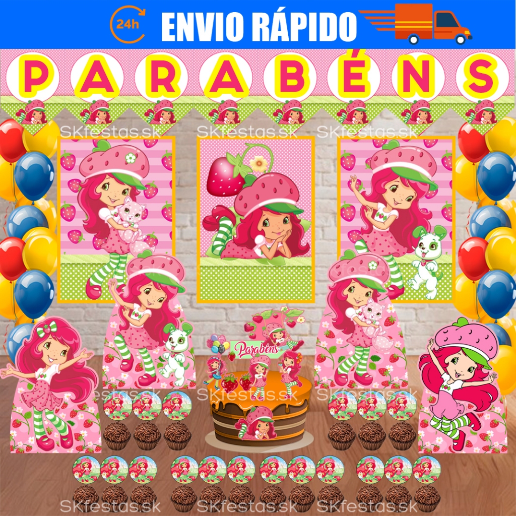 Kit Festa - Moranguinho - Aniversário - Festa - Mêsversário em Oferta na Shopee