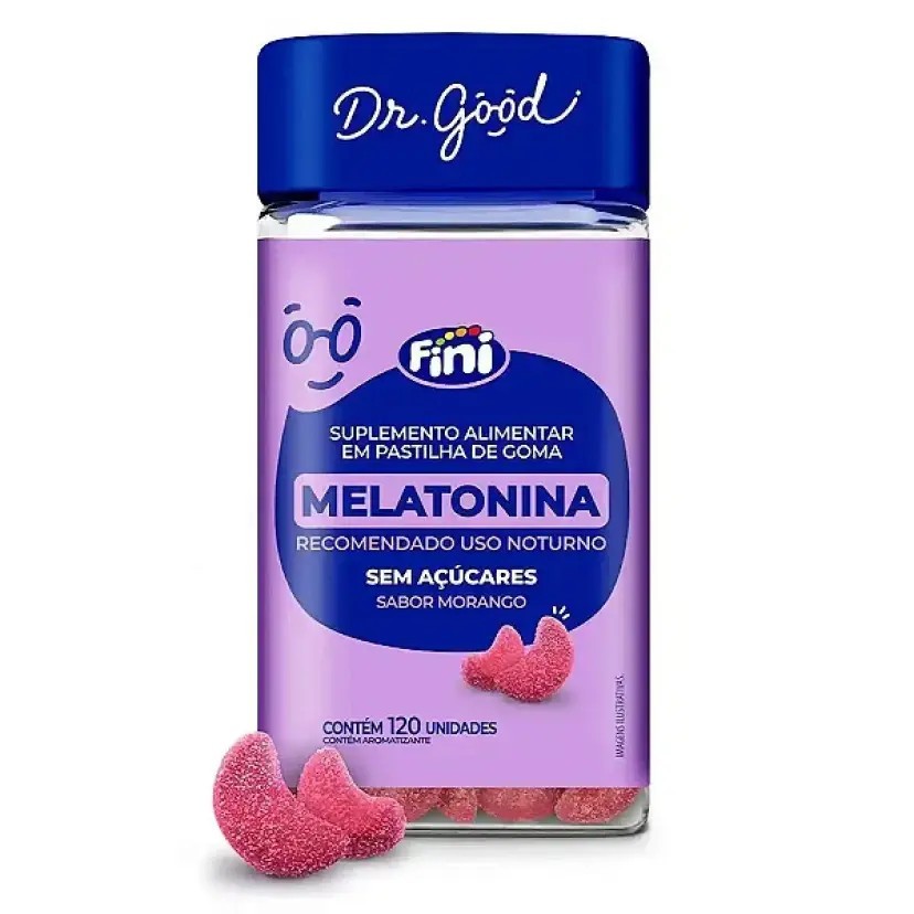 Melatonina Fini Sabor Morango C/120 Unidades Dr Good em Oferta na Shopee