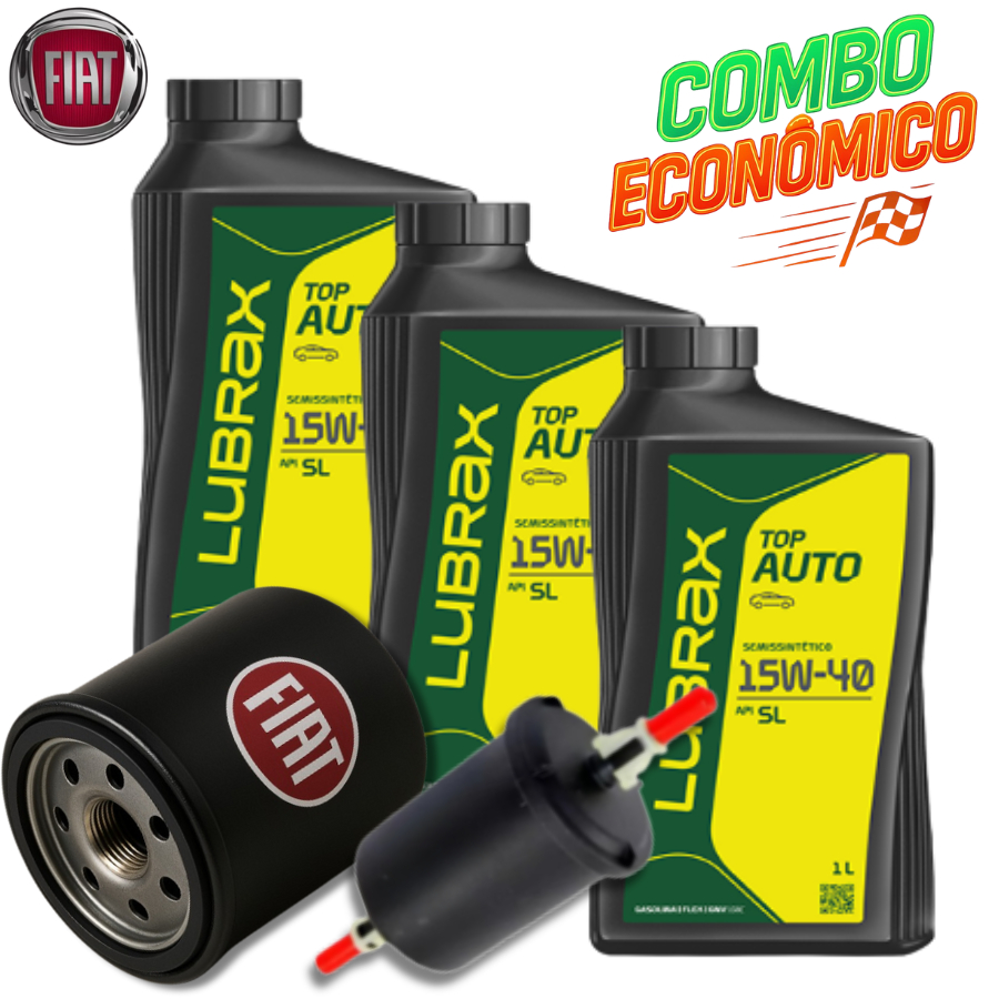 KIT TROCA DE ÓLEO 15W40 LUBRAX + FILTROS (SIENA FIRE)