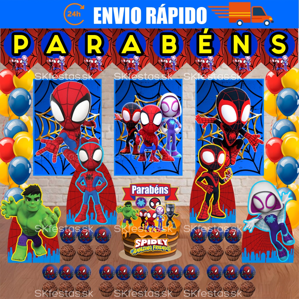 Kit Festa - Spidey e Seus Amigos Espetaculares - Aniversário - Festa - Mêsversário