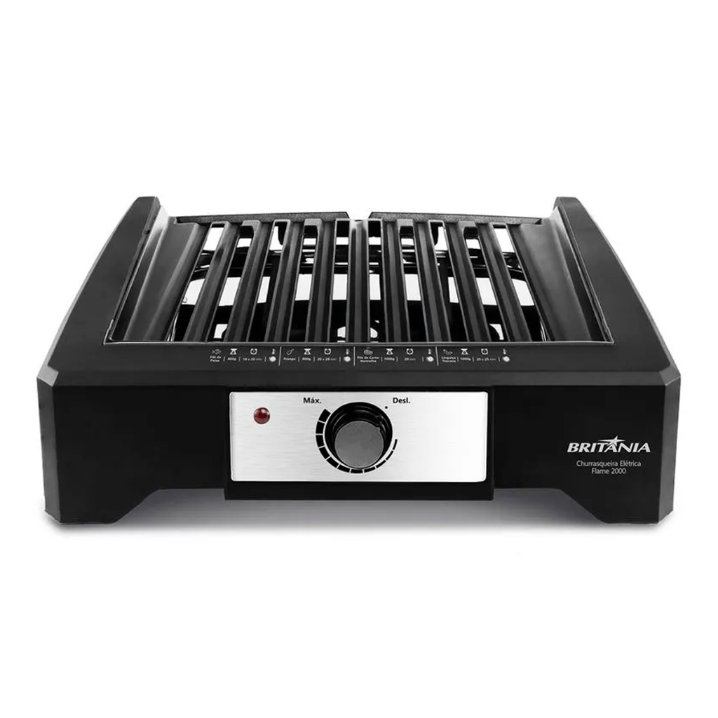 Churrasqueira Elétrica Portátil Flame Grelha Argentina 110V BCQ2000 - Britânia em Oferta na Shopee