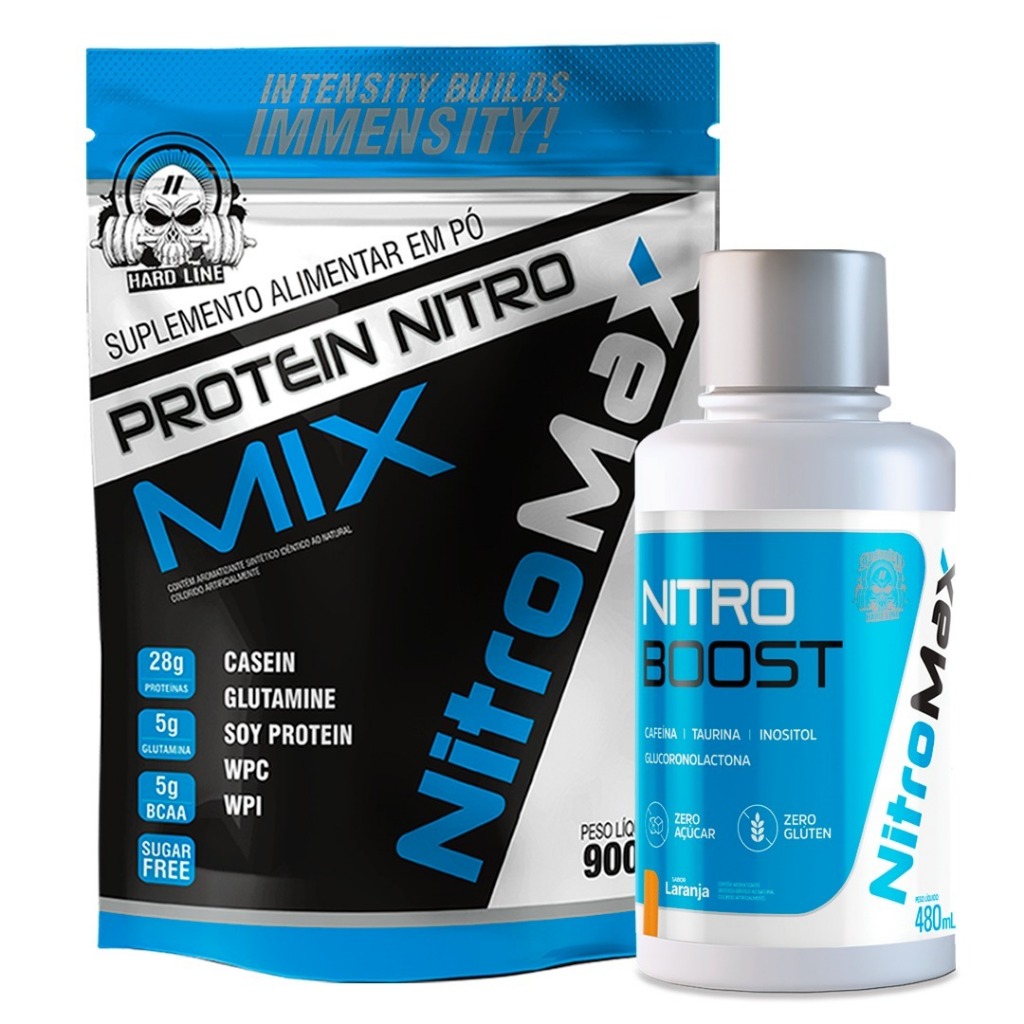 Kit 1 Protein Nitro Mix 900g + 1 Nitro Boost Laranja 480ml - Nitro Max