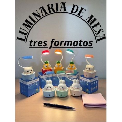 🖍️ Luminária de Estudo Luatek ZB-7002 – LED + Apontador Integrado, 3 Formatos Divertidos