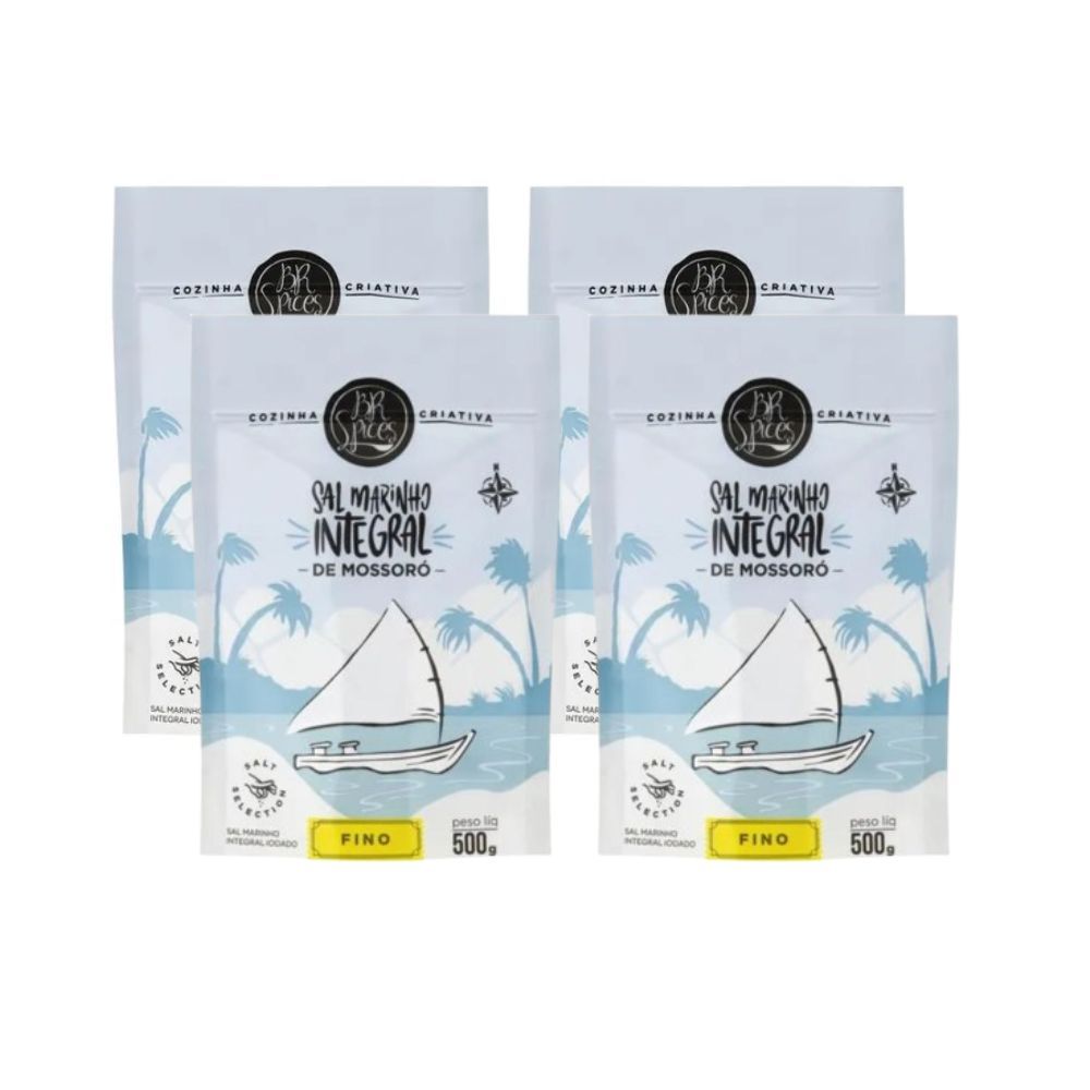 Kit 4 Sal Marinho Integral Mossoró BR Spices 500G em Oferta na Shopee