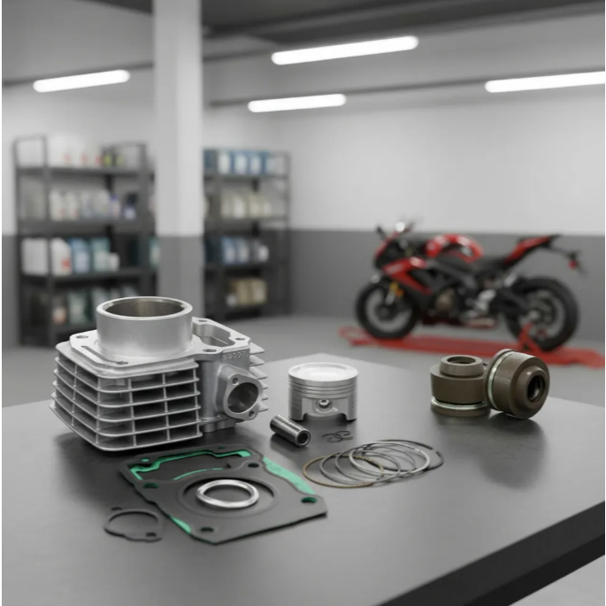 KIT CILINDRO PISTÃO ANÉIS + JUNTAS SUPERIOR + PAR RETENTOR VÁLVULA CG 125 FAN CARGO 2009 2010 2012 2013 2014 2015 2016