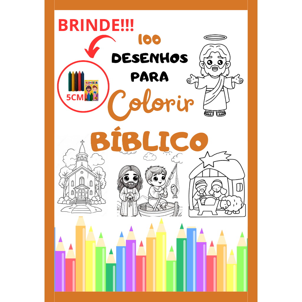 100 DESENHOS BÍBLICO PARA COLORIR TAMANHO A4  OU A5 IMPRESSAO DE ALTA QUALIDADE E GIZ DE CERA em Oferta na Shopee