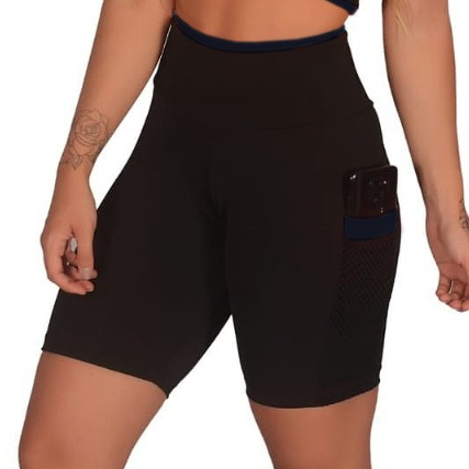 Bermuda feminina fitness academia treino com bolso lateral em Oferta na Shopee