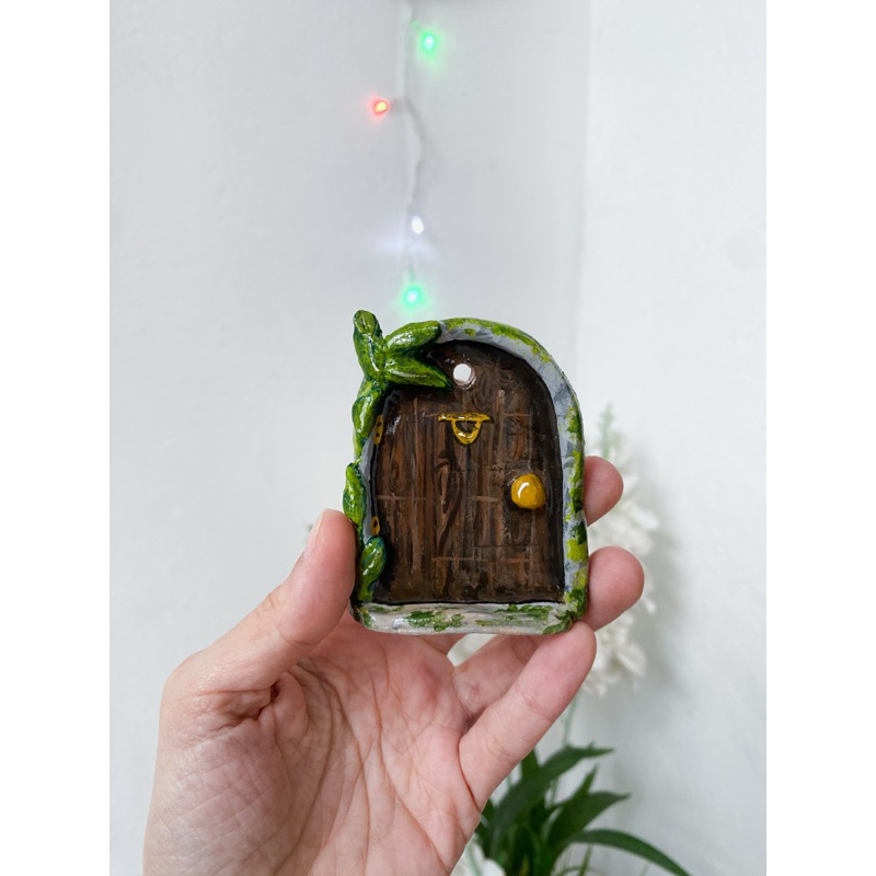 Porta decorativa | Mini quadro formato porta | Porta de fada | Air dry clay