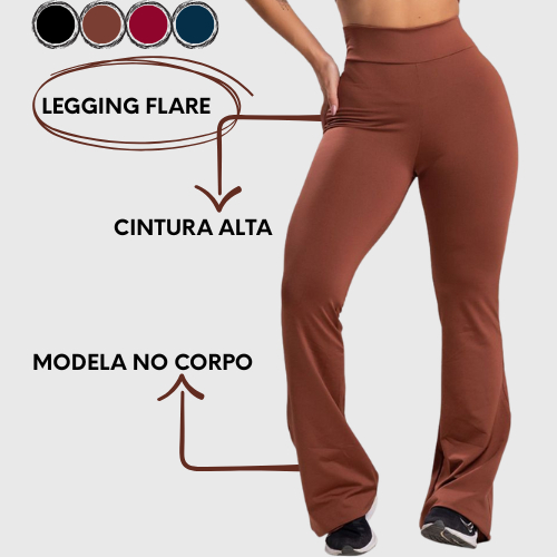 Calça Legging Feminina  Flare Bailarina Modela bumbum Cintura Alta Boca de Sino P ao GG Promoção