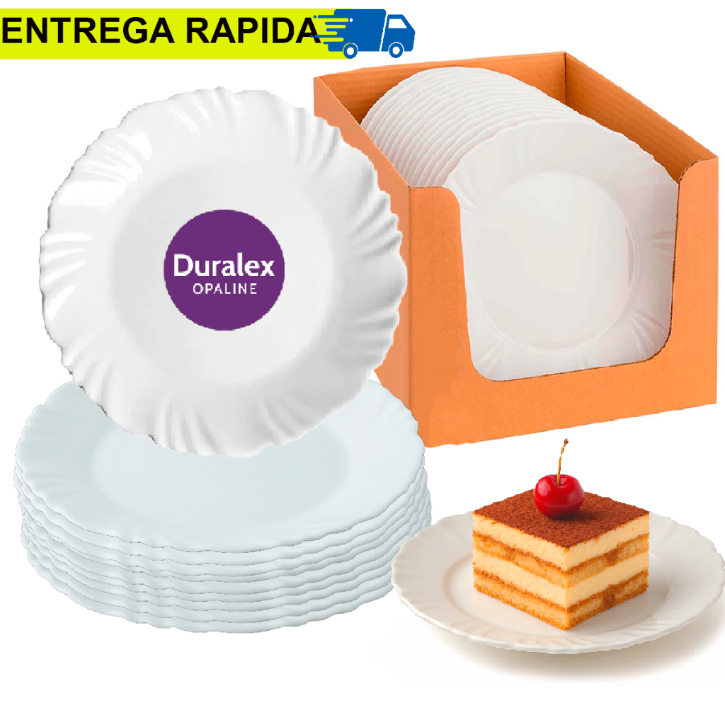 Jogo Kit 04/06/12 Pratos Petala Sobremesa Vidro Nadir Duralex  Branco Resistente Opaline