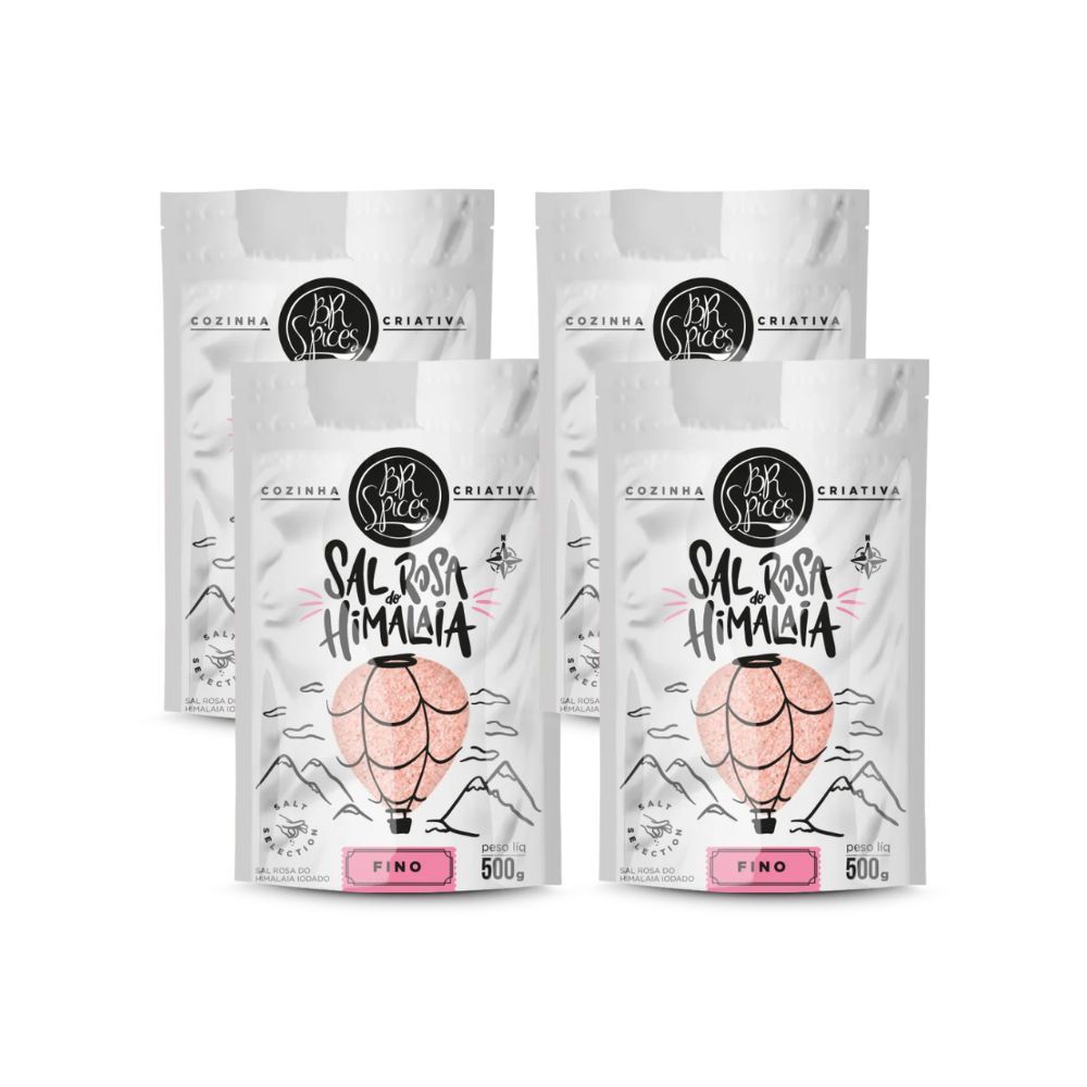 Kit 4 Sal Rosa Do Himalaia Fino BR Spices Pouch 500G em Oferta na Shopee