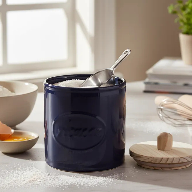 POTE PORTA AÇUCAR 1KG CONDIMENTOS CERAMICA PORCELANA CASA COZINHA UTENSILIOS SUGAR TAMPA MADEIRA