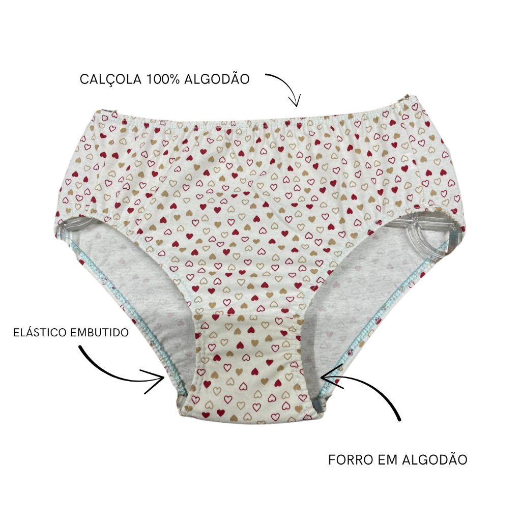 Calçola Algodão  sortidas lisa e estampa da vovo Senhora Cintura Alta Kit 100% Algodão Confortavel Plus Size Boa Barato