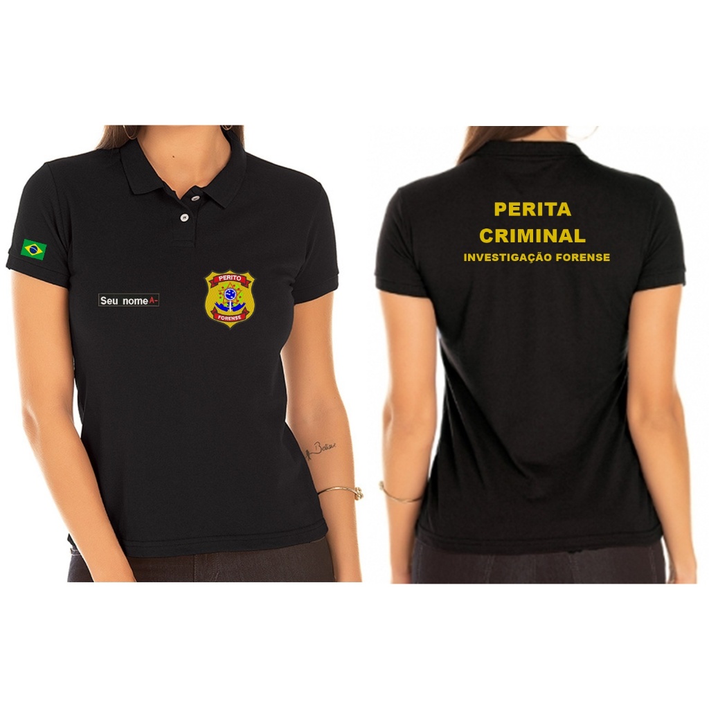CAMISA POLO FEMININO PERITA CRIMINAL INVESTIGAÇÃO FORENSE BORDADO
