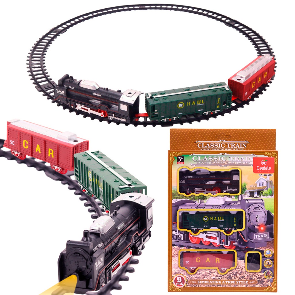Trem Locomotiva Ferrorama Dois Vagões com Luz - Castela em Oferta na Shopee