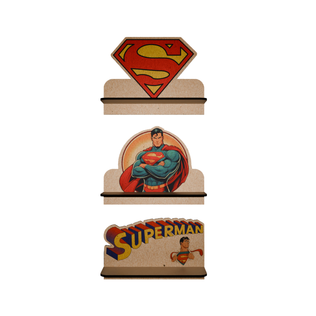 Kit Prateleiras Superman 32x20cm Suporte Organizador para quarto sala