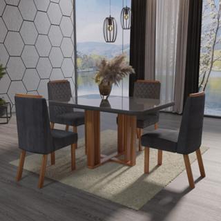 Sala de Jantar 120x80 Paola Tampo Grafite 4 Cad Bom Pastor em Oferta na Shopee