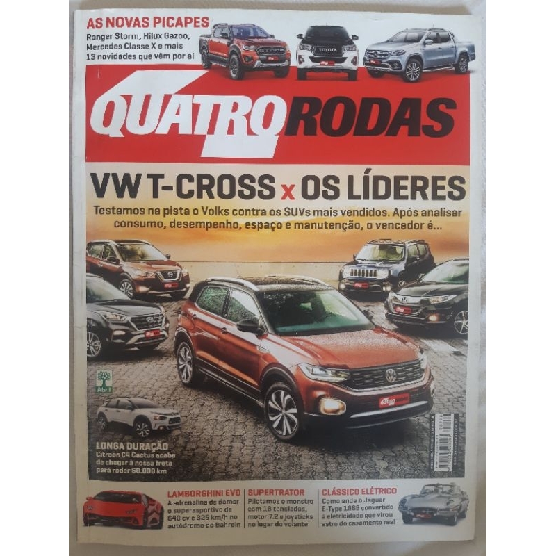 Revista Quatro Rodas ABRIL de 2019 Edição n° 720 – Ranger Storm x Hilux Gazoo  x Mercedes Classe X. Range Rover Evoque