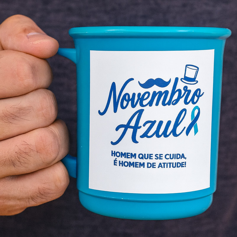 5 Canecas novembro azul mes do saude homem promoção a pronta entrega igreja posto hospital empresa