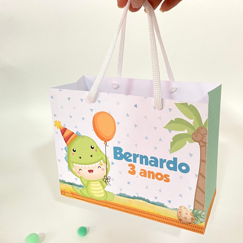 Sacolinha Surpresa Pequena Personalizada Dinossauro Baby /Lembrancinhas / Festa / Aniversário