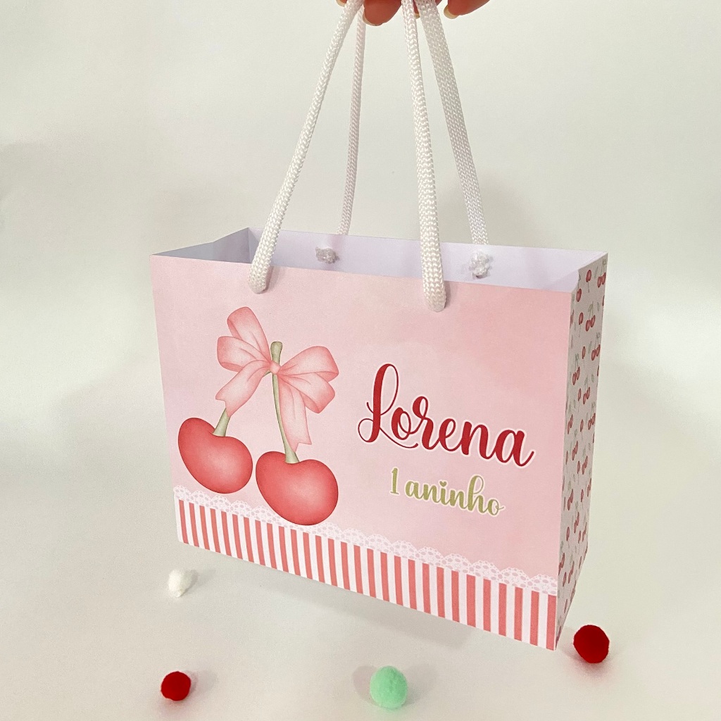 Sacolinha Surpresa Pequena Personalizada Cerejinha /Lembrancinhas / Festa / Aniversário