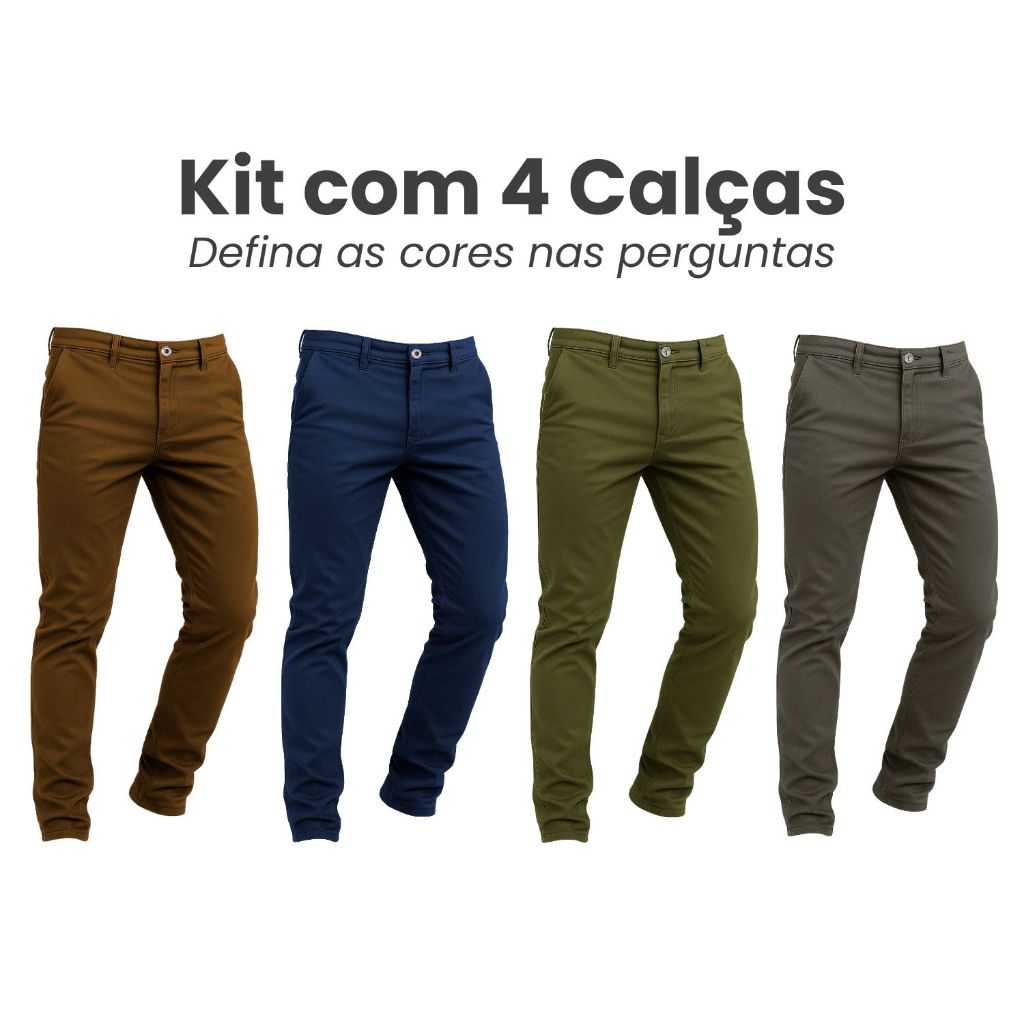 Kit 4 Calca Sarja Masculina Slim Fit Calça Alfaiataria Premium