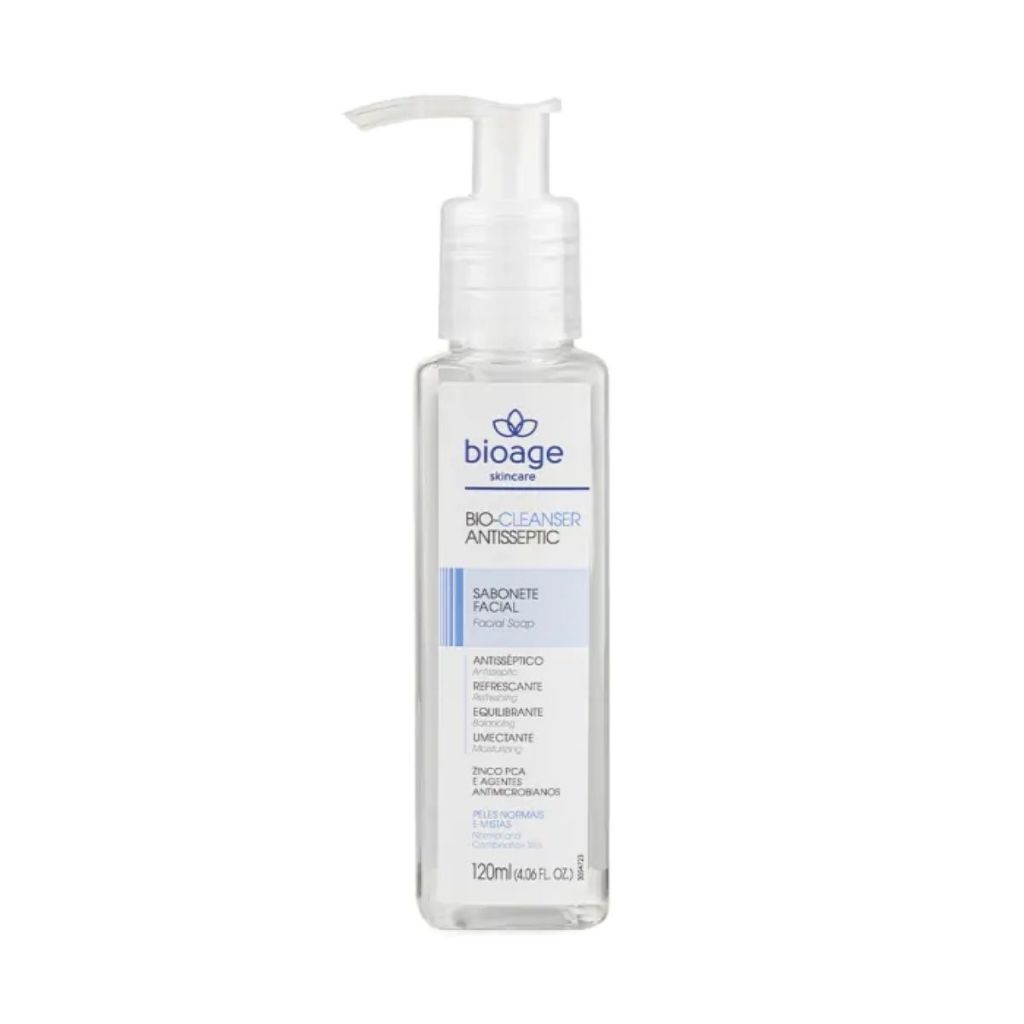 Sabonete Bioage Bio-Cleanser Antisseptic 120ml - Dermocosméticos Profissionais Higienização e Tratamento Facial Antiacne