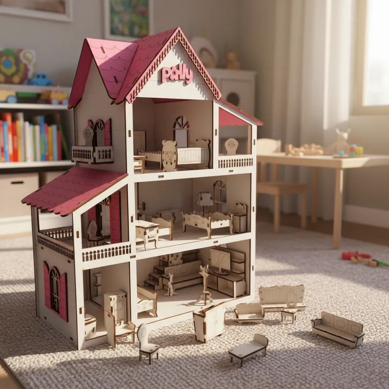 Casa Casinha de Boneca mdf Artesanal 60cm Acompanha Moveis Pequenos Brincar Divertir Para Crianças em Oferta na Shopee