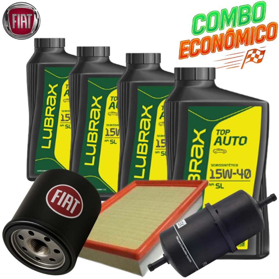 KIT TROCA DE ÓLEO 15W40 + FILTROS (UNO FIRE 1.0 2005>2015)